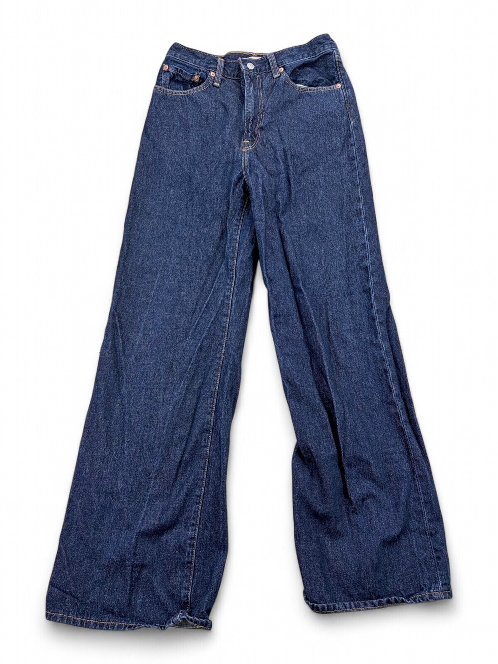 Levi's Ribcage Wide Leg High-Rise Jeans Size 28 Dark Indigo Blue Denim